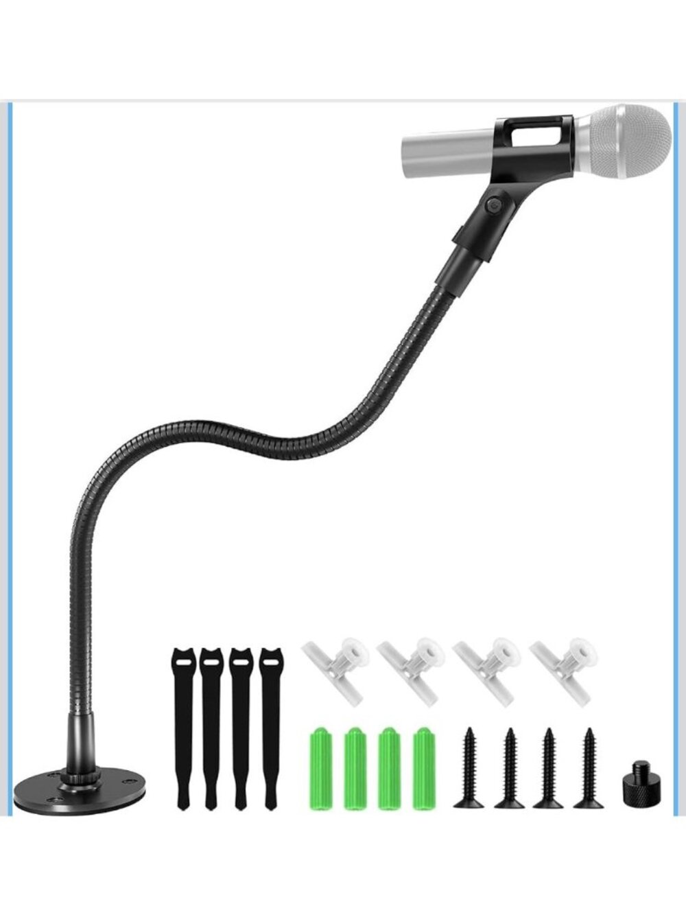 Etour 19" Gooseneck Microphone Stand With Flange Mount Adjustable Clip Cable Tie